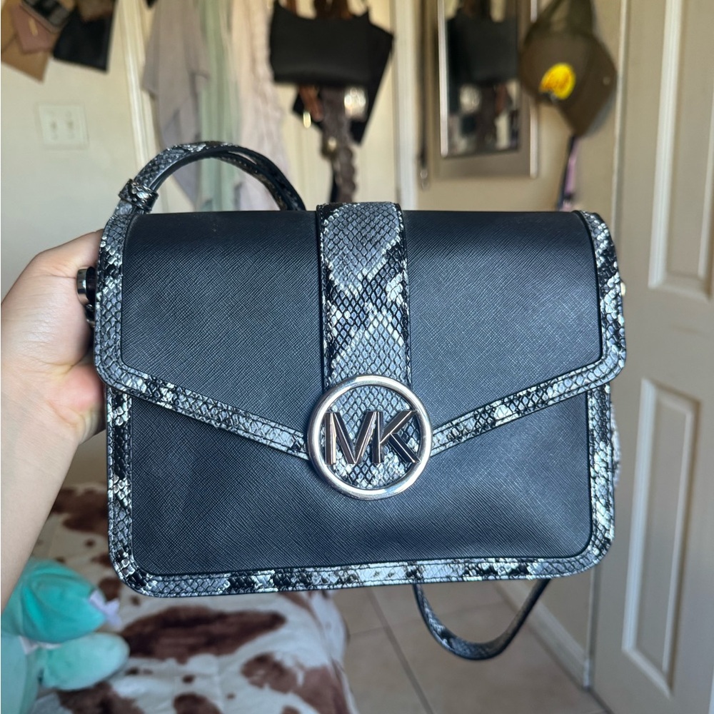 Michael Kors Black and Silver Crossbody Bag